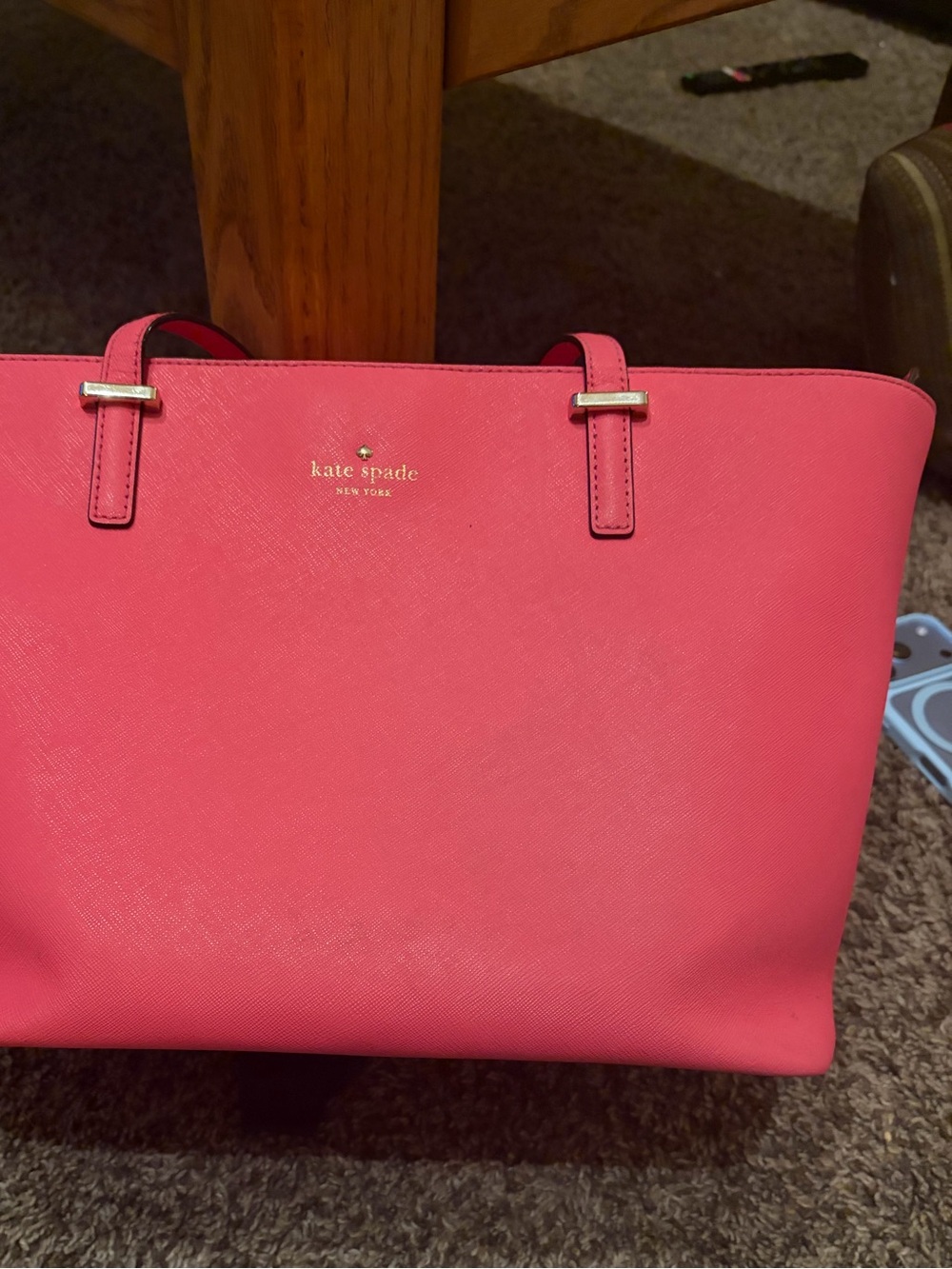 Kate Spade New York Pink Genuine Leather Tote Bag – Structured Shoulder Bag